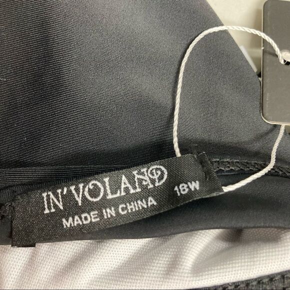 IN’VOLAND Women’s Black Swimsuit Top, Asymmetrical Hem Padded Size 18W New - Picture 5 of 12